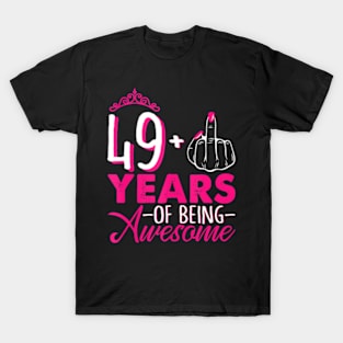 I Am 49 Plus Pink Queen Crown 49Th Birthday T-Shirt